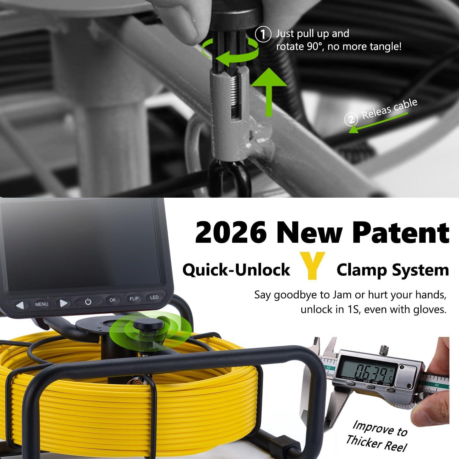 image  7 Trolley Sewer Camera HD 1080P wDVR32GBTelescoping Aluminum Handle ampamp 2 Wheels for Sewer Pipe CameraIPS Screen5000mAh Battery USBC 360 Rotate Drain Cam165ft50mQuickUnlock Y Clamp