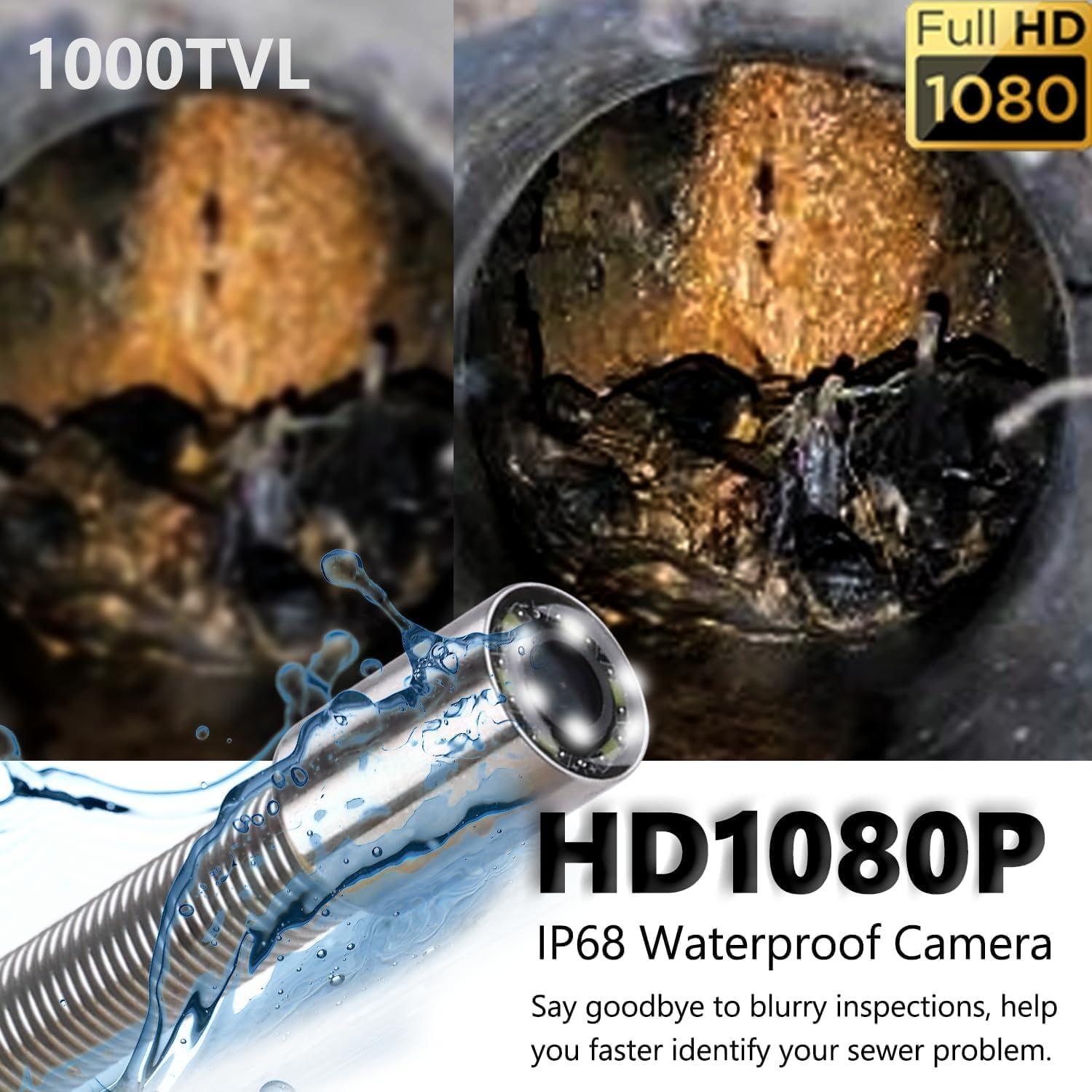 image  7 Trolley Sewer Camera HD 1080P wDVR32GBTelescoping Aluminum Handle ampamp 2 Wheels for Sewer Pipe CameraIPS Screen5000mAh Battery USBC 360 Rotate Drain Cam165ft50mQuickUnlock Y Clamp