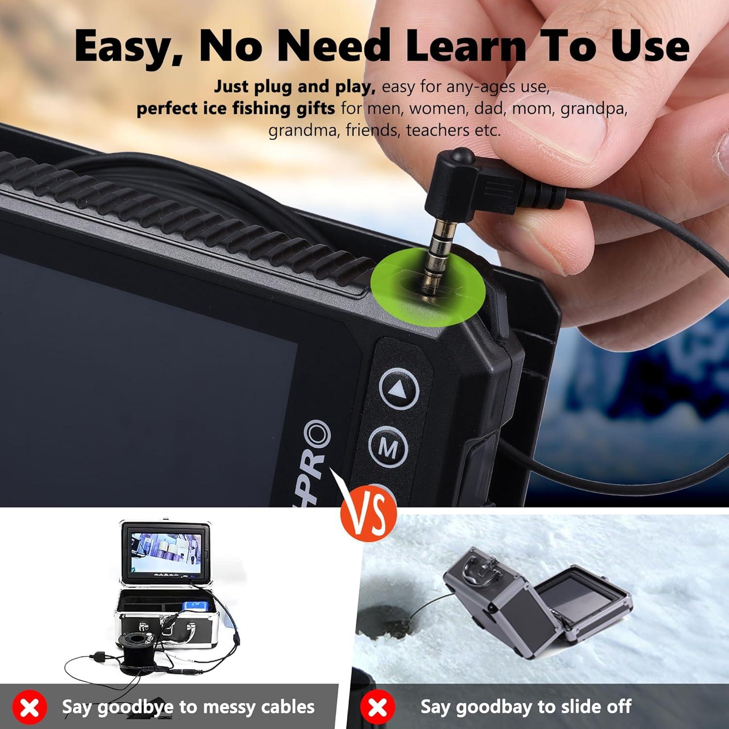 imageFishPRO 2026 Upgrade 45 True HD 1080P Underwater Fishing Camera Plug ampamp Play  Ice Fishing Camera Underwater w 5000mAh USBC IRLED Fish Finder for IceLakeKayak 20m66ftKA4515