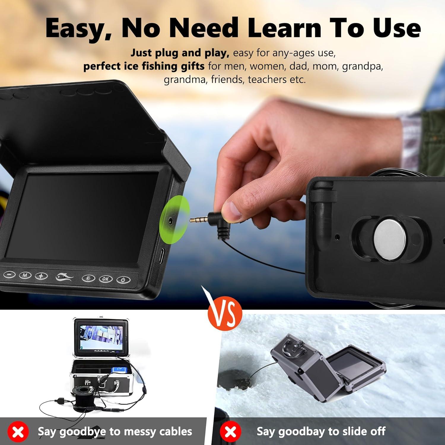 imageFishPRO 2026 Upgrade The PRO in Underwater Fishing Camera 43 Ice Fishing Camera UnderwaterNO Need Learn 1000TVL Ice Fish Gift for Men Ice Fish Finder for Boat Fish wIRUSBC5000mAh50ftKA4315 DVR