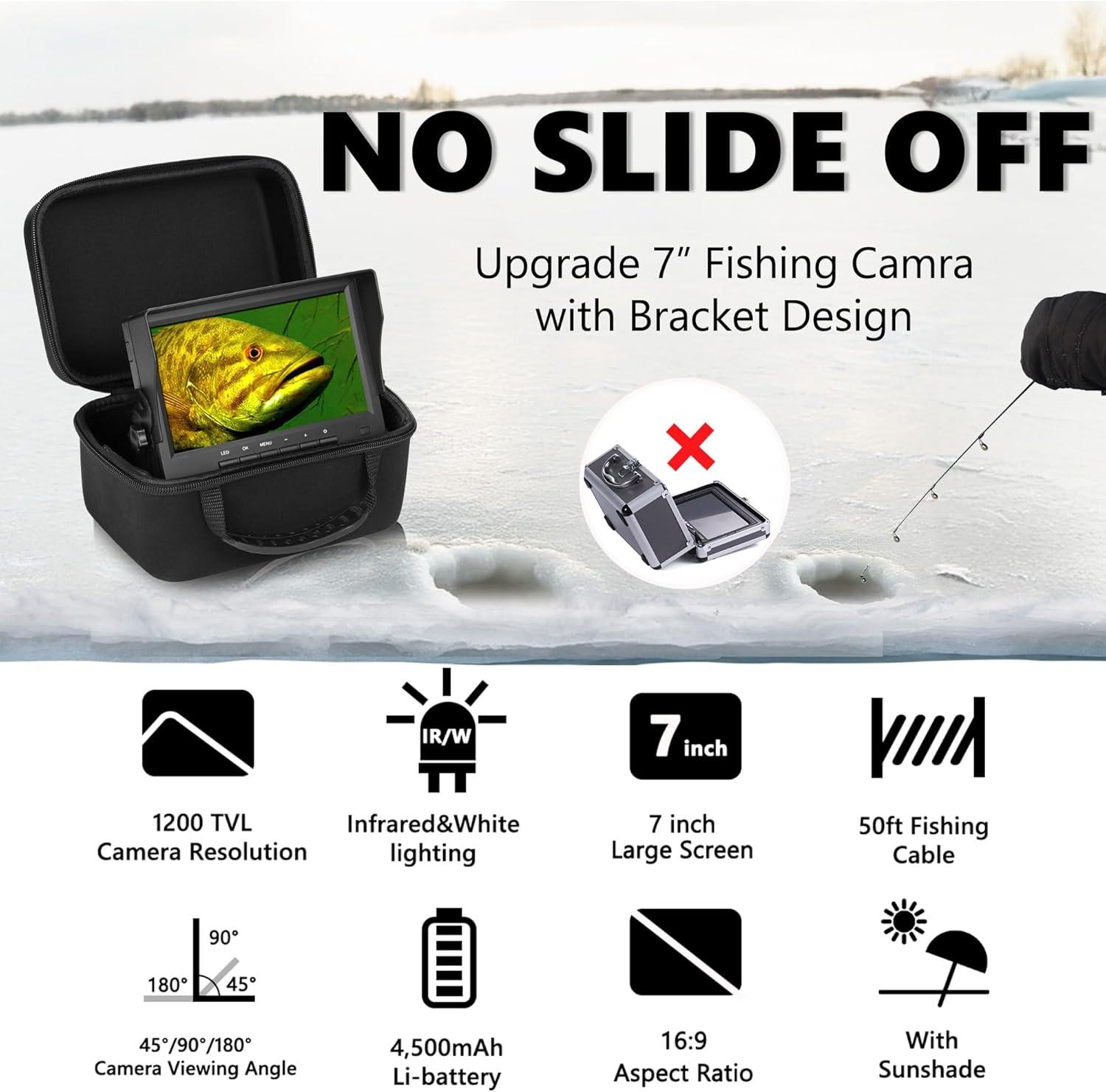 imageFishPRO 2026 Upgrade Underwater Fishing Camera  No Slide Off 7 Ice Fishing Camera Underwater 1200TVL wBracket 24pcs Light 4500mAh Portable Fish Finder Ice Fish Gifts for Men 50ftKAB7015