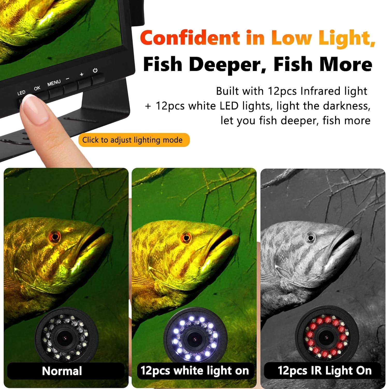 imageFishPRO 2026 Upgrade Underwater Fishing Camera  No Slide Off 7 Ice Fishing Camera Underwater 1200TVL wBracket 24pcs Light 4500mAh Portable Fish Finder Ice Fish Gifts for Men 50ftKAB7015