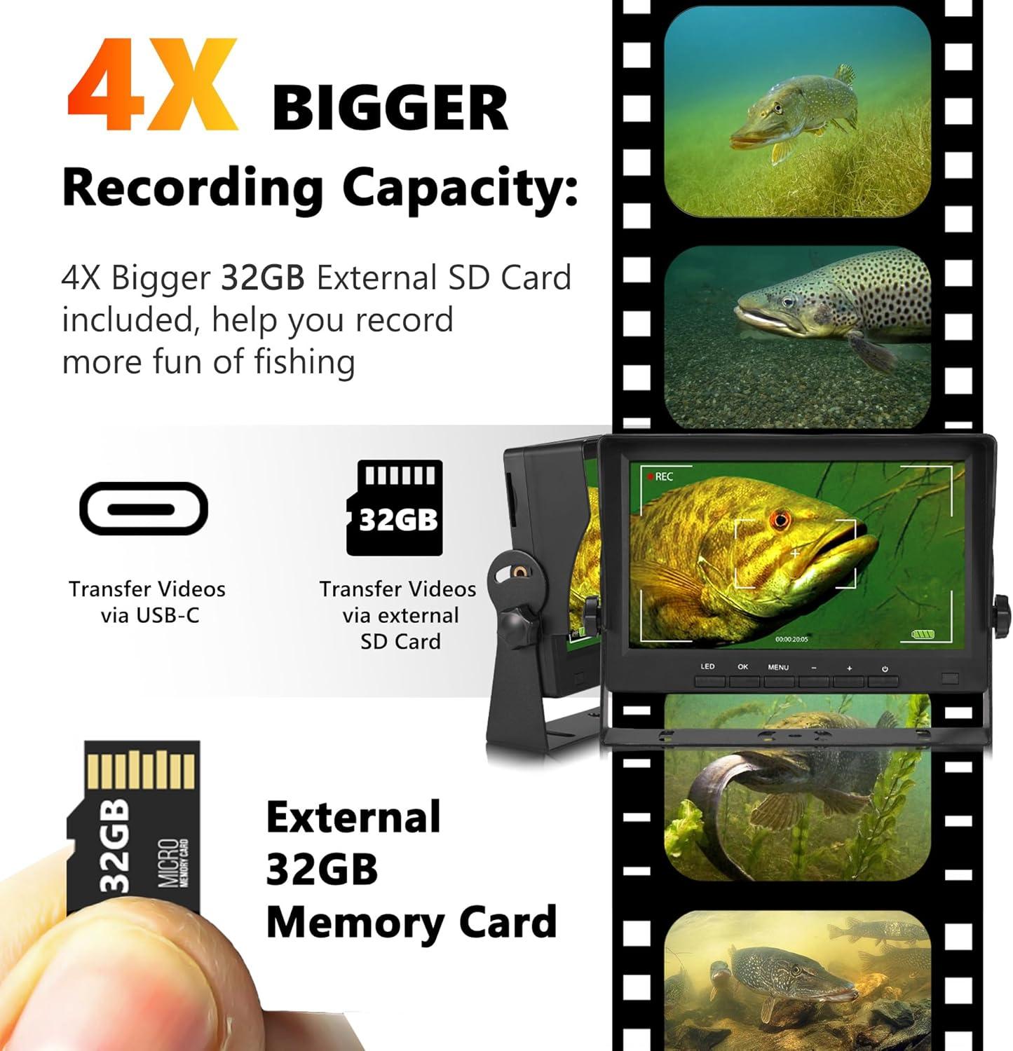imageFishPRO 2026 Upgrade Underwater Fishing Camera  No Slide Off 7 Ice Fishing Camera Underwater 1200TVL wBracket 24pcs Light 4500mAh Portable Fish Finder Ice Fish Gifts for Men 50ftKAB7015 DVR