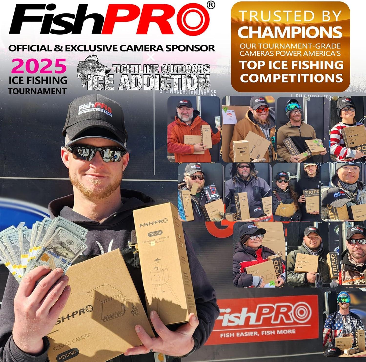 imageFishPRO 2026 Upgrade Underwater Fishing Camera  No Slide Off 7 Ice Fishing Camera Underwater 1200TVL wBracket 24pcs Light 4500mAh Portable Fish Finder Ice Fish Gifts for Men 50ftKAB7015 DVR