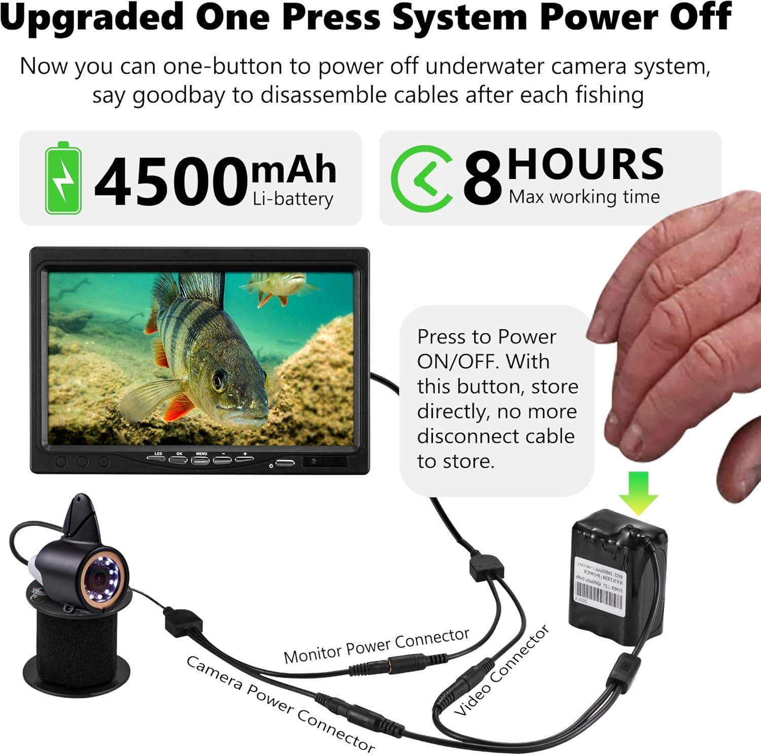 imageFishPRO 2026 Upgrade Underwater Fishing Camera 1200TVL 7 Ice Fishing Camera UnderwaterAluminum Box Fish Finder Ice Fishing Gifts for Men IRLED 4500mAh 50ftALU7015 DVR