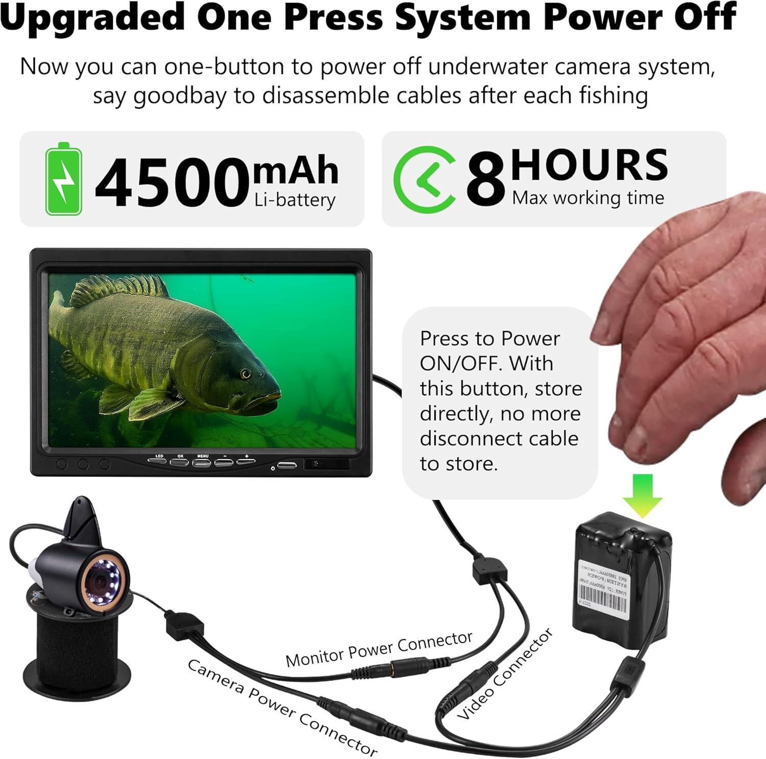 imageFishPRO 2026 Upgrade Underwater Fishing Camera 1200TVL 7 Ice Fishing Camera UnderwaterAluminum Box Fish Finder Ice Fishing Gifts for Men IRLED 4500mAh 50ftALU7015