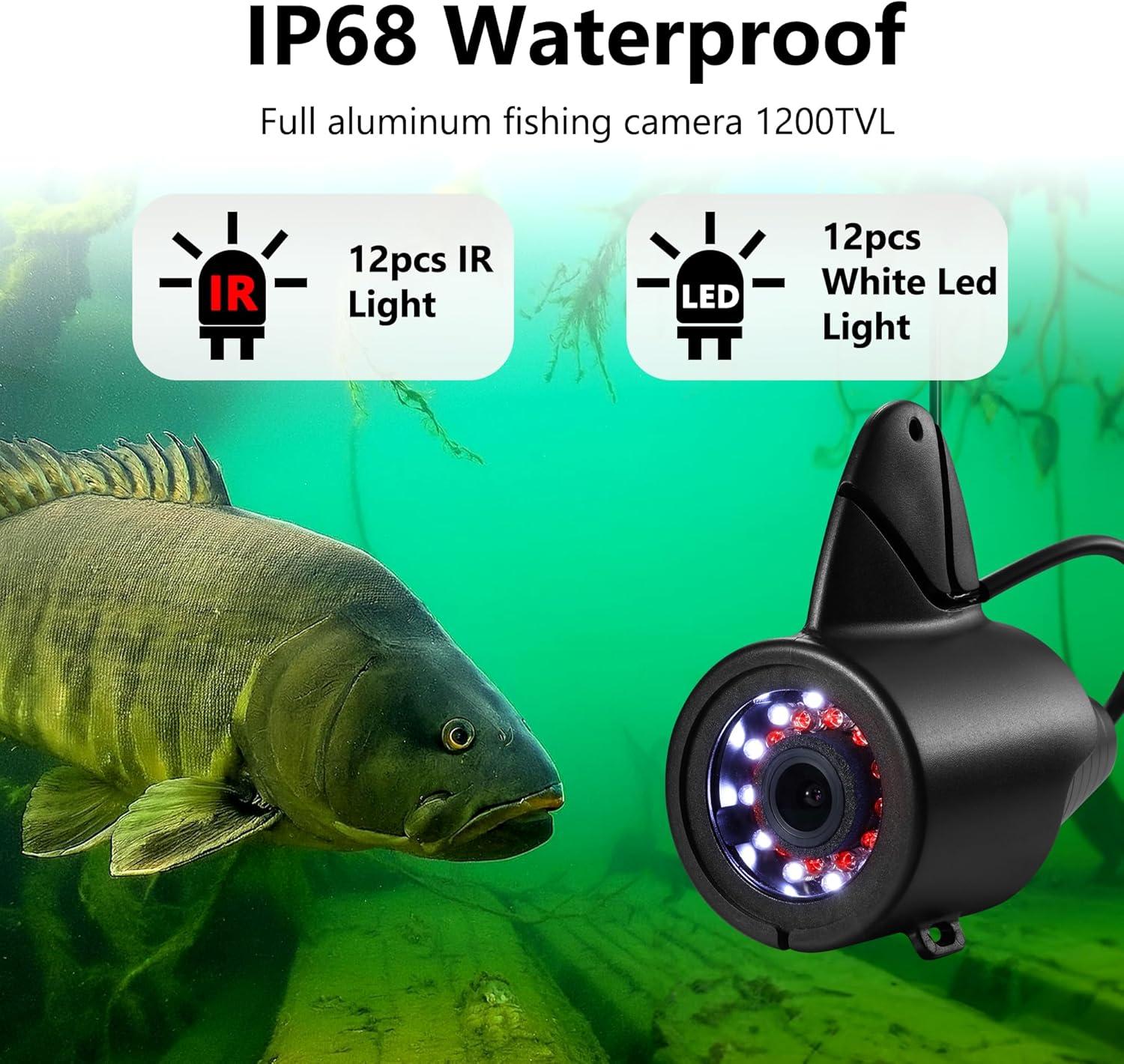 imageFishPRO 2026 Upgrade Underwater Fishing Camera 1200TVL 7 Ice Fishing Camera UnderwaterAluminum Box Fish Finder Ice Fishing Gifts for Men IRLED 4500mAh 50ftALU7015
