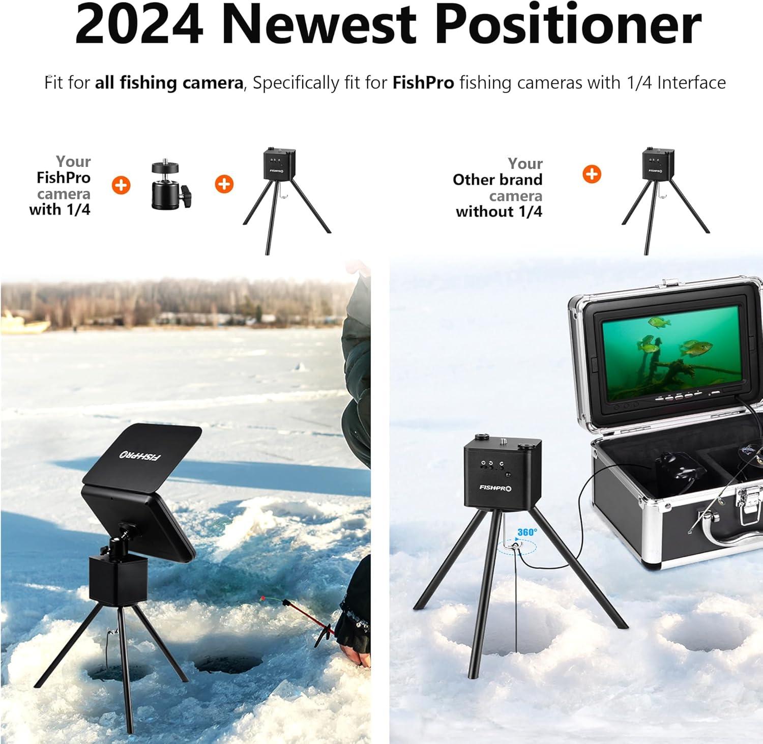 imagem43  Positioner for Underwater Fishing Camera  FullAluminum Tripod for Ice Fishing Camera Underwater 2Way 360 Rotating Remote ampamp Manual Control with 14quot Tilt Mount