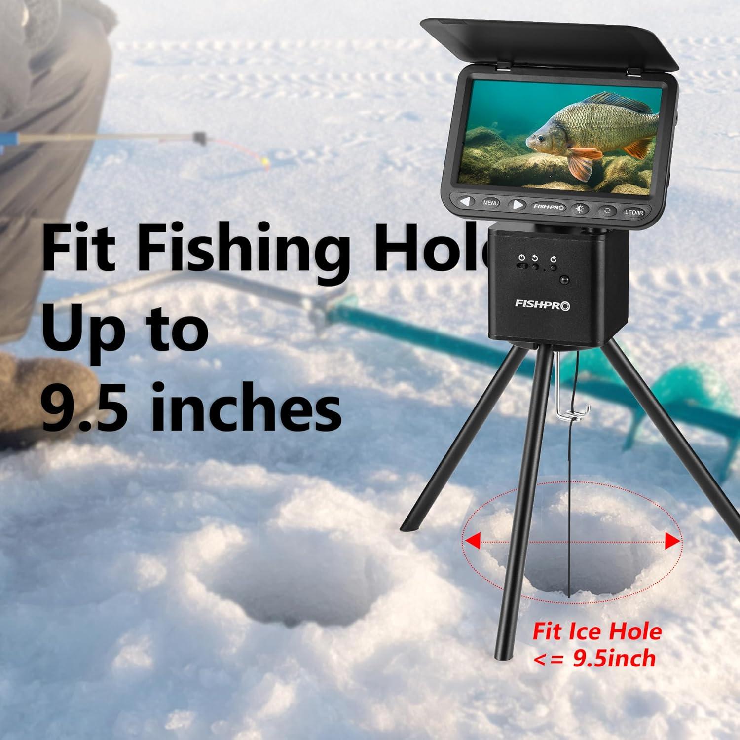 imagem43  Positioner for Underwater Fishing Camera  FullAluminum Tripod for Ice Fishing Camera Underwater 2Way 360 Rotating Remote ampamp Manual Control with 14quot Tilt Mount