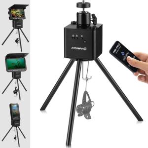 imagePositioner for Underwater Fishing Camera  FullAluminum Tripod for Ice Fishing Camera Underwater with 14quot Tilt Mount Remote ampamp Manual Control 2Way 360 Rotating Fit Ice Hole Max 95quot