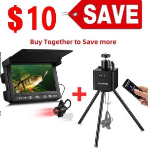imagem43  Positioner for Underwater Fishing Camera  FullAluminum Tripod for Ice Fishing Camera Underwater 2Way 360 Rotating Remote ampamp Manual Control with 14quot Tilt Mount