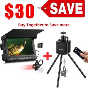 imagem43 DVR  Positioner for Underwater Fishing Camera  FullAluminum Tripod for Ice Fishing Camera Underwater 2Way 360 Rotating Remote ampamp Manual Control with 14quot Tilt Mount