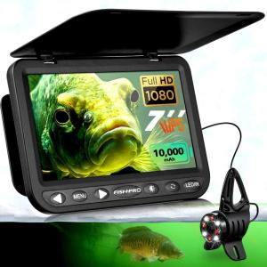 imageFishPRO  New Adjustable Focus NO1 HD 1080P Underwater Fishing Camera 7 IPS wDVR32GB 10000mAh Ice Fishing Camera Underwater Fish Finder for Boat Ice Lake Fish USBCLEDIR82FTBlack