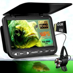 imageFishPRO  New Adjustable Focus NO1 HD 1080P Underwater Fishing Camera 7 IPS wDVR32GB 10000mAh Ice Fishing Camera Underwater Fish Finder for Boat Ice Lake Fish USBCLEDIR82FTJet Black